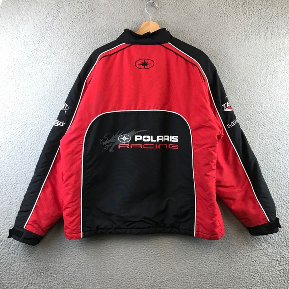 Polaris Racing Jacket Men's Red Black Dragon Logo Full Zip Ski Outerwear XL - Picture 2 of 11
